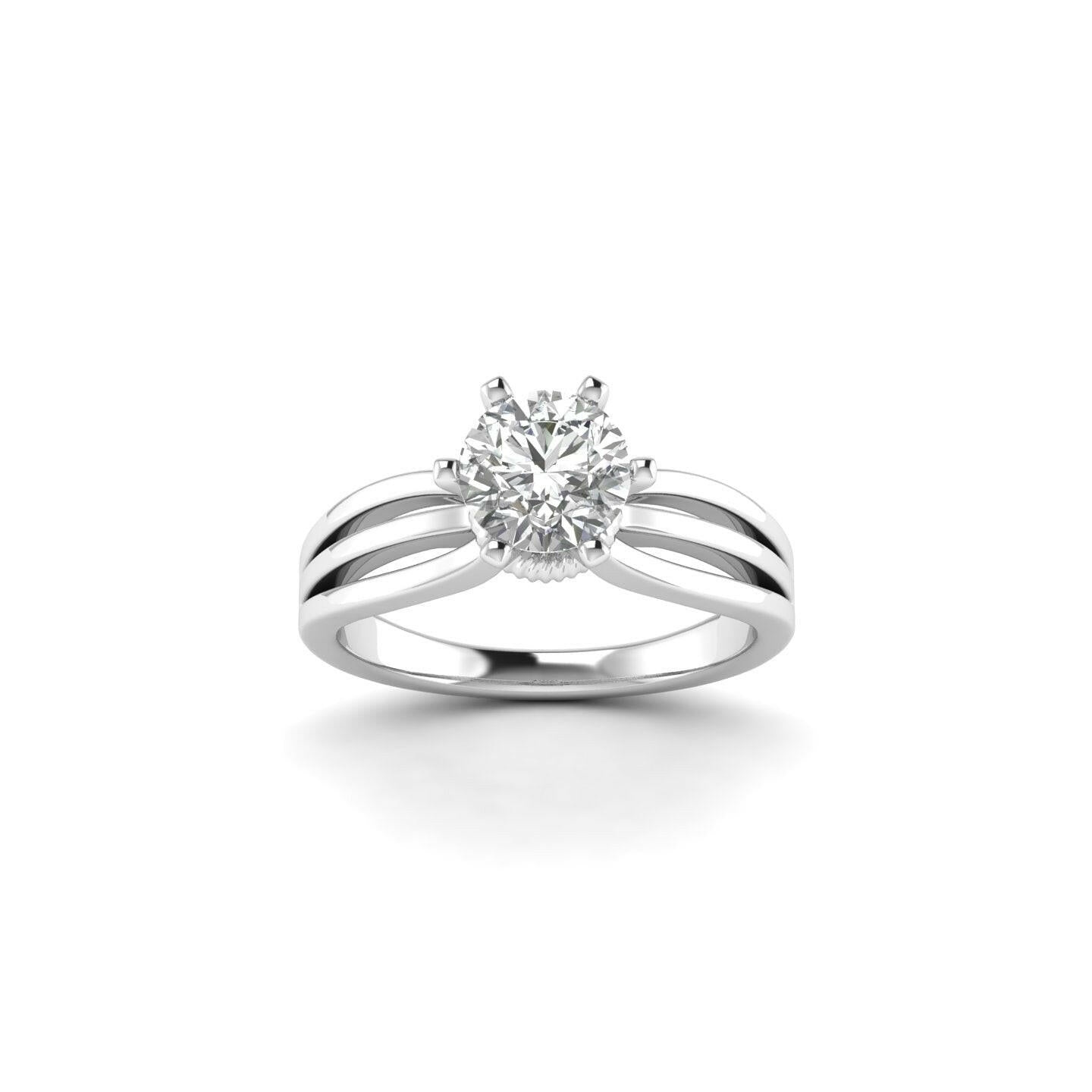 White Gold Studded 1 Carat Lab Grown Diamond Ring-F Color VS1 Clarity.